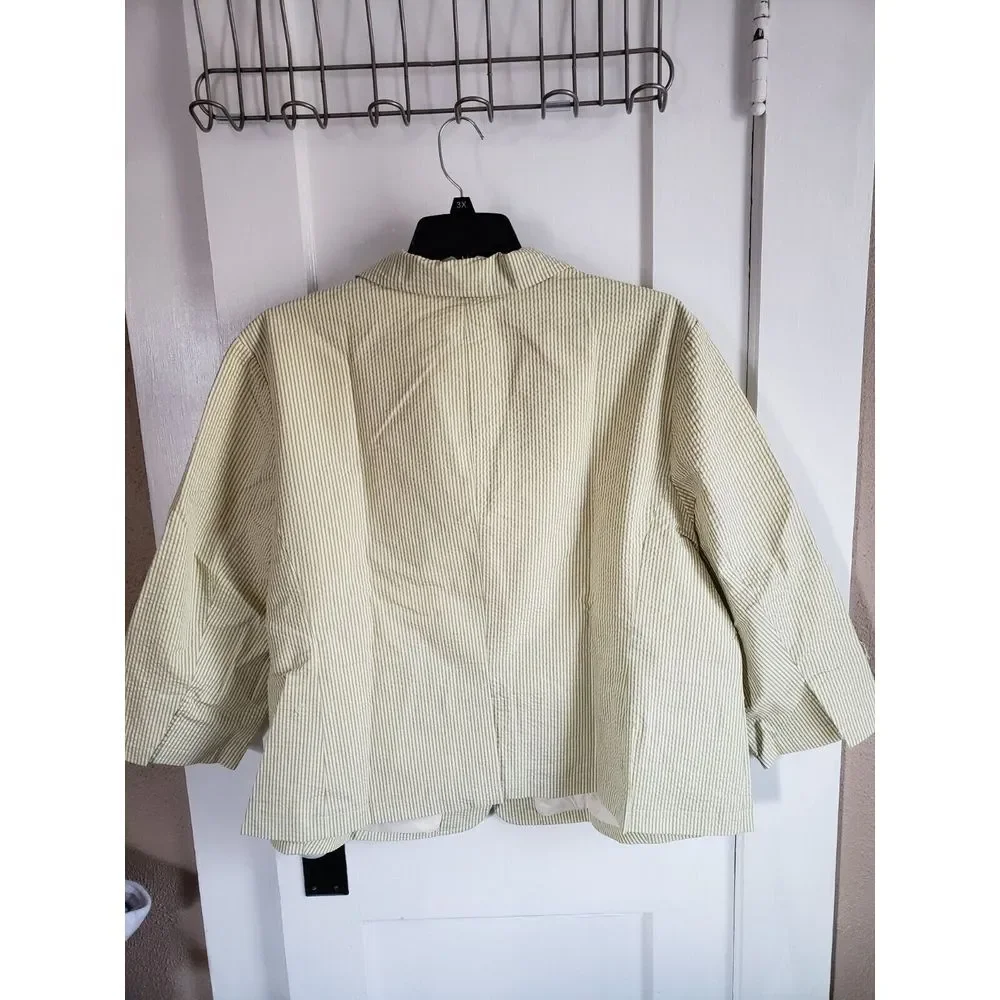 NWOT‎ LizClaiborne women 2pcs park green stripe jacket 3X w/Capris   28W